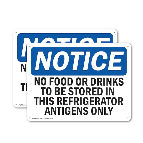 Signmission No Food Or Drinks To Be Stored In This Refrigerator, 14 in W x Rectangle, Plastic OS-2PACK-NS-P-1014-L-14618 - main